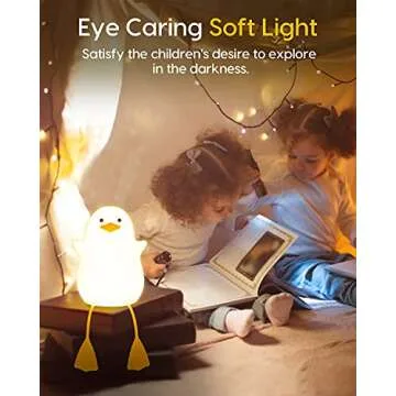 Amaredom Cute Duck Night Light, Squishy Duck Lamp, Silicone Dimmable Nursery Nightlight, Rechargeable LED Bedside Lamp with 20 Minutes Timer & Tap Control for Kids Baby Toddler Decor Bedrooms