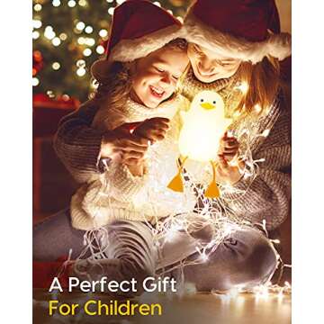 Amaredom Cute Duck Night Light, Squishy Duck Lamp, Silicone Dimmable Nursery Nightlight, Rechargeable LED Bedside Lamp with 20 Minutes Timer & Tap Control for Kids Baby Toddler Decor Bedrooms