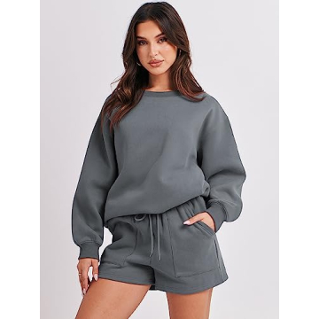 ANRABESS Oversized Women 2 Piece Sweat Shorts Set