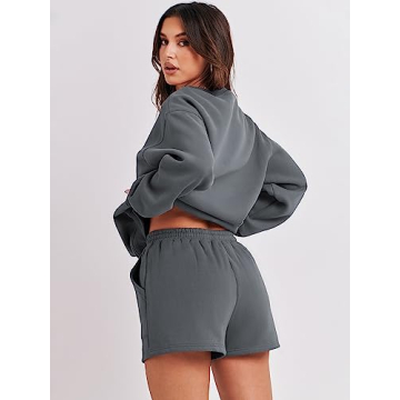 ANRABESS Oversized Women 2 Piece Sweat Shorts Set