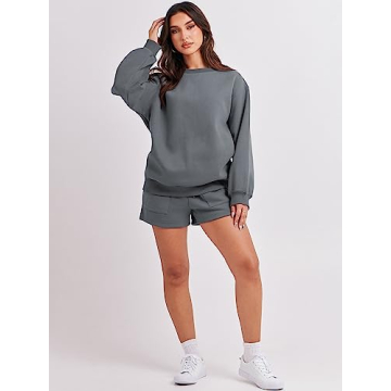 ANRABESS Oversized Women 2 Piece Sweat Shorts Set