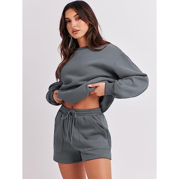 ANRABESS Oversized Women 2 Piece Sweat Shorts Set