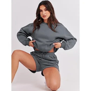 ANRABESS Oversized Women 2 Piece Sweat Shorts Set