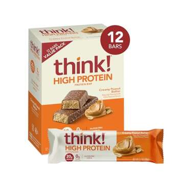 think! Protein Bars, High Protein Snacks, Gluten Free, Kosher Friendly, Creamy Peanut Butter, Nutrit...