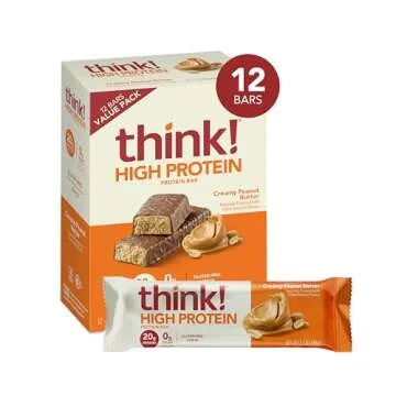 think! Protein Bars, High Protein Snacks, Gluten Free, Kosher Friendly, Creamy Peanut Butter, Nutrit...