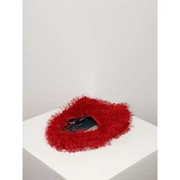 Verdusa Women's Faux Fur Fuzzy Hobo Bag Furry Handbag Purse Red one-size