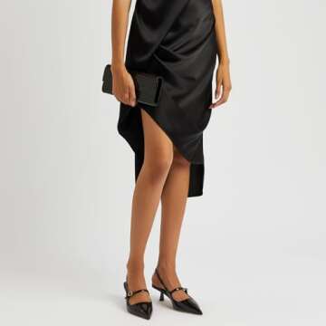 MIRAAZZURRA Slingback Kitten Heels Pumps Pointed Toe Patent Leather Low Heel Slip On Dress Shoes wit...