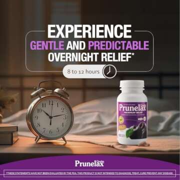 Prunelax Ciruelax Maximum Relief Laxative Tablets with Natural Senna for Occasional Constipation, Senna Extract, Vegan & Gluten-Free, Gentle Overnight Relief - 100ct