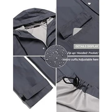 COOFANDY Waterproof Hooded Rain Jacket for Men Outdoor