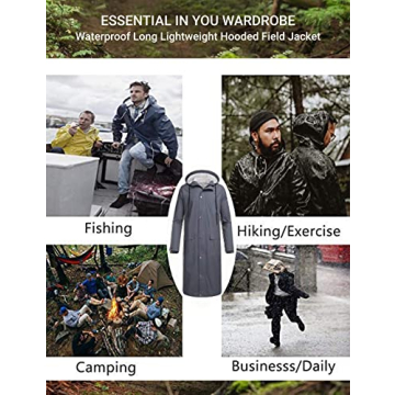 COOFANDY Waterproof Hooded Rain Jacket for Men Outdoor