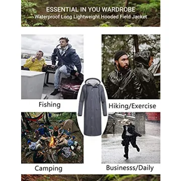 COOFANDY Waterproof Hooded Rain Jacket for Men Outdoor