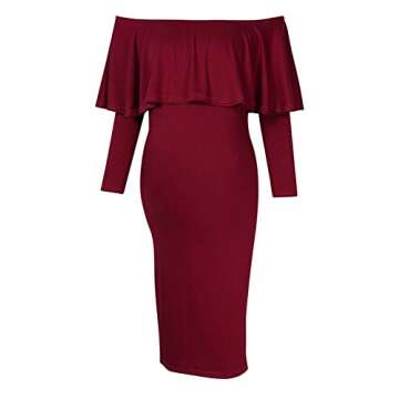 Coolmee Maternity Dress Off Shoulder Casual Style