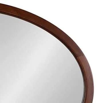 Kate and Laurel Hogan Farmhouse Oval Framed Wall Mirror, 24 x 36, Dark Walnut, Decorative Traditional Wood Mirror with Soft Curvature and Modern Oval Shape