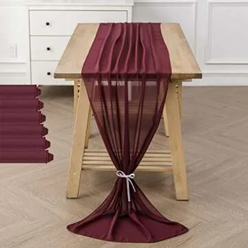 flohar 6Pack 9ft Chiffon Table Runner 14x108 Inch Sheer Romantic Table Runner for Wedding Birthday Party Bridal Shower Outdoor Decoration -Burgundy