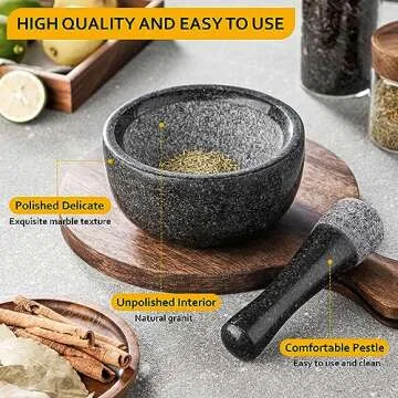 Velaze Large Granite Mortar and Pestle Set for Herbs and Spices