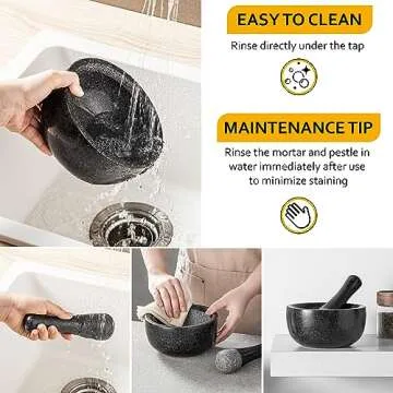 Velaze Large Granite Mortar and Pestle Set for Herbs and Spices