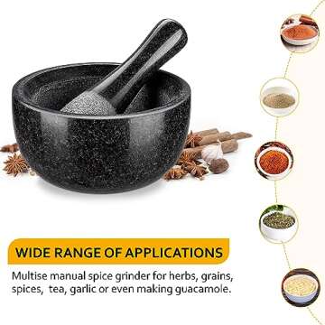 Velaze Large Granite Mortar and Pestle Set for Herbs and Spices