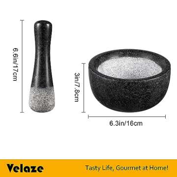 Velaze Large Granite Mortar and Pestle Set for Herbs and Spices