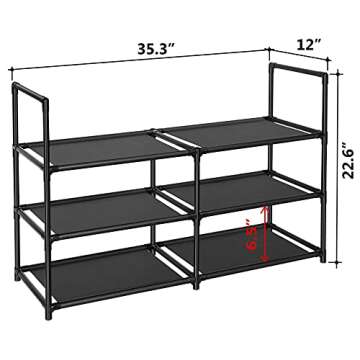 FIDUCIAL HOME 3 Tiers Shoe Rack 12-15 Pairs Sturdy Shoe Shelf