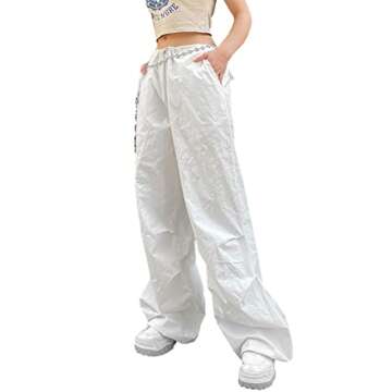NUFIWI Women Baggy Wide Leg Cargo Pants Low Waist Drawstring Sweatpants Summer Casual Jogger Trouser...