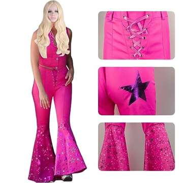 TODFIY Adult Child Movie Heroine Cosplay Costume Pink Dress Pink Flare Pant Halloween Cosplay For Women Girls with Wig