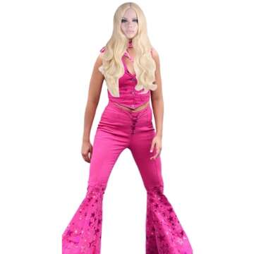 TODFIY Adult Child Movie Heroine Cosplay Costume Pink Dress Pink Flare Pant Halloween Cosplay For Women Girls with Wig
