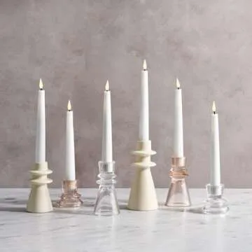 LampLust Taper Candle Holders, Set of 4 Clear Glass Candle Holders, 2.25 & 4.25 Inch, Coffee Table Decor, Candle Holder Decor for Table Centerpieces, Valentines Day Decorations, Wedding Table Decor