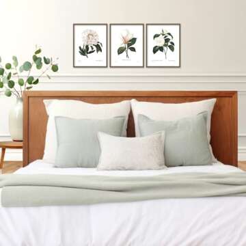 White Flower Art - 8x10 Inch French Botanical Prints, Redoute Illustrations, Set of 3 - Unframed