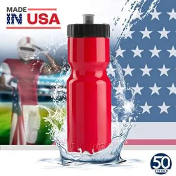 50 Strong Bulk Water Bottles 24-Pack – 22 oz BPA-Free Sports Bottles with Easy-Open Pull Top Cap – Made in USA – Reusable & Top Rack Dishwasher Safe Brand