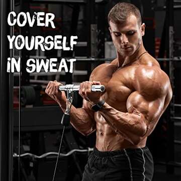 Yes4All Combo Tricep Rope, V-Shaped Bar & Revolving / Rotating Straight Bar – V-Shaped Press Down Bar – Tricep Rope Pull Down – Lat Pull Down Bar