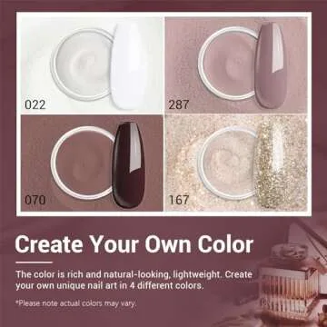 AZUREBEAUTY Dip Powder Nail Starter Kit White Mauve Glitter Champagne, Dipping Powder 4 Colors Set, French Nail Art Base Top Coat Activator Liquid Manicure DIY Salon 12 PCS