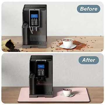 Rnivvi Coffee Mat, 12"x19" Coffee Bar Mat for Coffee Station Accessories and Organizer, Hide Stain Anti Absorbent Dish Drying Pad for Kitchen Counter, Cute Coffee Bar Decor Coffee Machine Mat, Pink