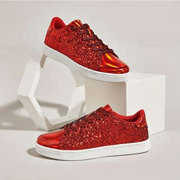 LUCKY STEP Glitter Sneakers Lace Up - Stylish & Comfy