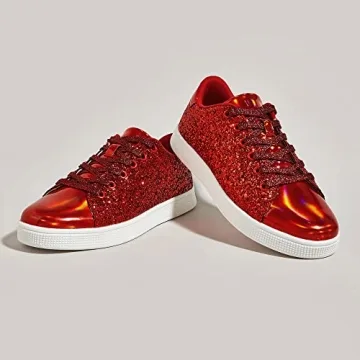 LUCKY STEP Glitter Sneakers Lace Up - Stylish & Comfy
