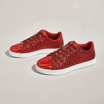 LUCKY STEP Glitter Sneakers Lace Up - Stylish & Comfy