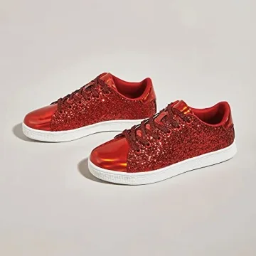 LUCKY STEP Glitter Sneakers Lace Up - Stylish & Comfy