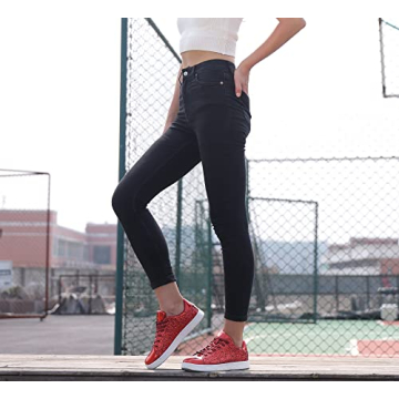 LUCKY STEP Glitter Sneakers Lace Up - Stylish & Comfy