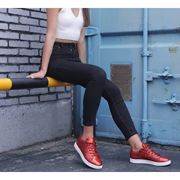 LUCKY STEP Glitter Sneakers Lace Up - Stylish & Comfy