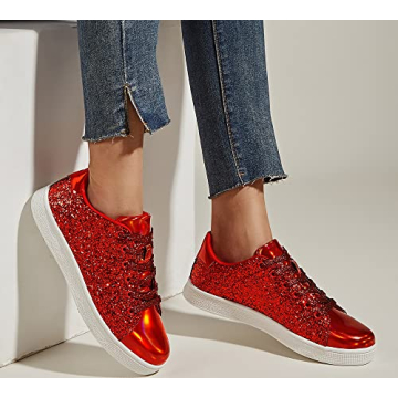 LUCKY STEP Glitter Sneakers Lace Up - Stylish & Comfy