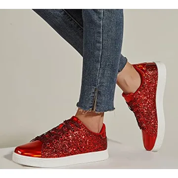 LUCKY STEP Glitter Sneakers Lace Up - Stylish & Comfy