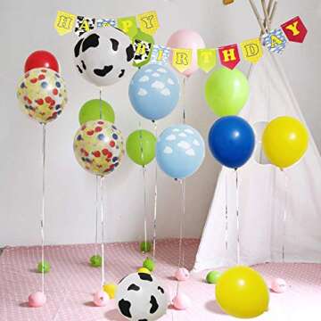 Toy Inspired Story Happy Birthday Banner Decorations Kit, Kids Birthday Party Garland Banner Toy Inspired Story Theme Balloons for Birthday 1st 2nd 3rd 4th 6th 10th Party Supplies