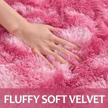 Hutha 6x9 Large Area Rugs for Living Room, Super Soft Fluffy Modern Bedroom Rug, Tie-Dyed Blush Pink Indoor Shag Fuzzy Carpets for Girls Kids Nursery Room Home Decor