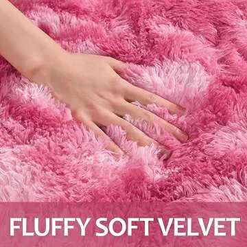 Hutha 6x9 Large Area Rugs for Living Room, Super Soft Fluffy Modern Bedroom Rug, Tie-Dyed Blush Pink Indoor Shag Fuzzy Carpets for Girls Kids Nursery Room Home Decor