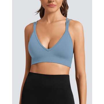 WANAYOU Deep V Sports Bras for Women - Padded Crossback Yoga Bralettes, 3 Pack