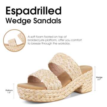 North Oak Platform Sandals Women's Espadrilles Wedges Slides Sandals Open Toe Fashion Apricot Summer Outdoor Beach Sandals Size 7