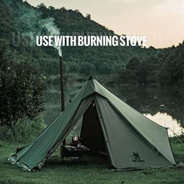 OneTigris Conifer Canvas Hot Tent with Stove Jack, Fire Retardant Teepee Tent for Adults with Snow Skirt for Tent Stove Winter Camping, Travel, Bushcraft