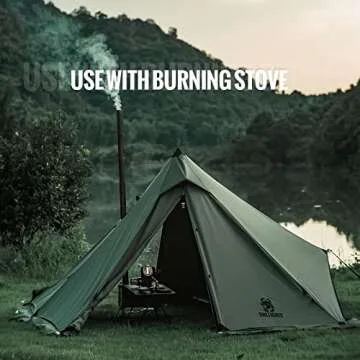 OneTigris Conifer Canvas Hot Tent with Stove Jack, Fire Retardant Teepee Tent for Adults with Snow Skirt for Tent Stove Winter Camping, Travel, Bushcraft