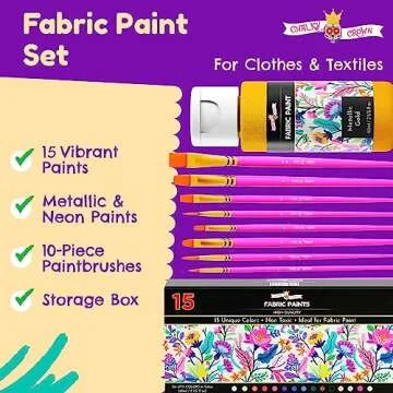 Permanent Fabric Paint for Clothes, 15 Colors - Fabric Paint for Canvas Textile Paint Cloth Paint Fa...