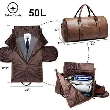 BOLOSTA Carry on Garment Bags for Travel Leather Garment Duffle Bag Convertible Mens Suit Travel Bag...
