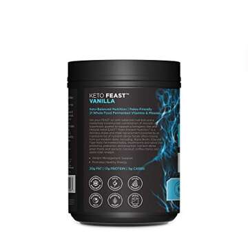Ancient Nutrition KetoFEAST Powder, Vanilla, 15 Servings - Keto Diet Meal Replacement with Ketogenic...